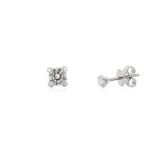 Handmade Moissanite Brilliant Solitaire Stud Earrings in White Gold for Her