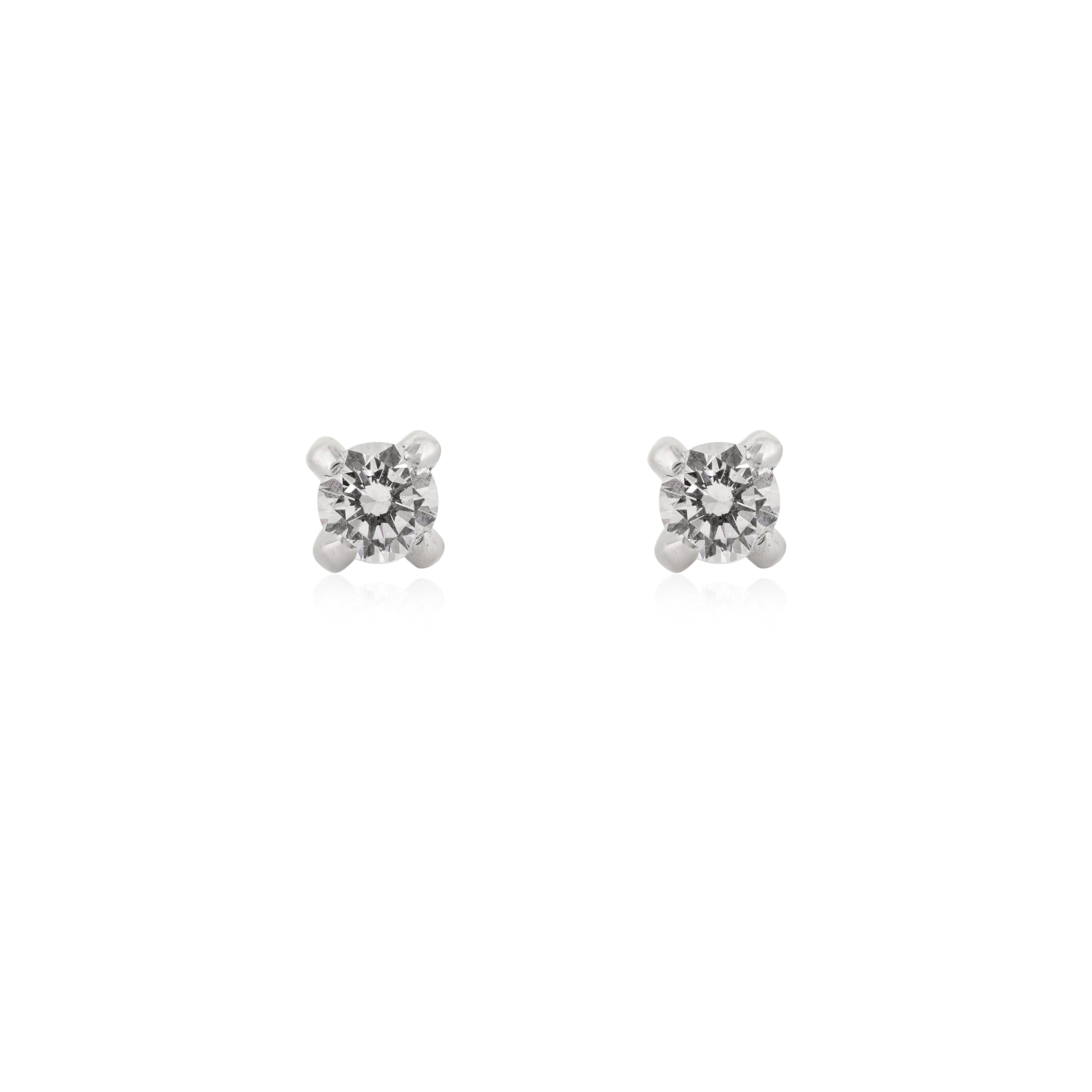 Round Cut Handmade Moissanite Brilliant Solitaire Stud Earrings in White Gold for Her For Sale