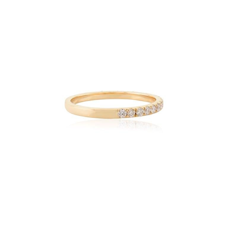 For Sale:  Handmade Moissanite Promise Band Ring in 14k Solid Yellow Gold for Girlfriend 3