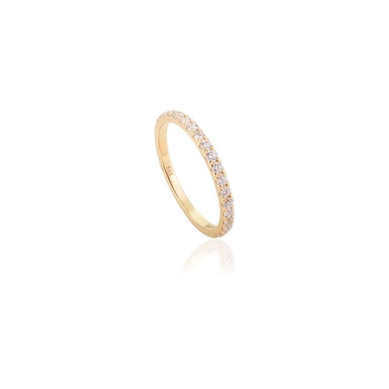 For Sale:  Handmade Moissanite Promise Band Ring in 14k Solid Yellow Gold for Girlfriend 8