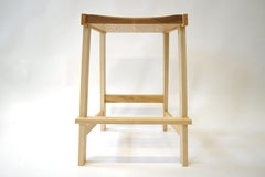Montrose Stool in Ash, Exposed Joinery with a Hand Carved Seat