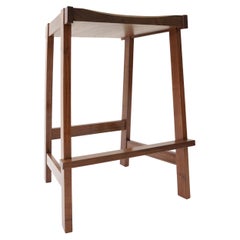 Montrose Stool in Walnut, Exposed Joinery with a Hand Carved Seat