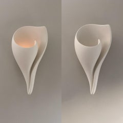 Handmade Organic Modern Monumental Shell Wall Light/Sconce, White Plaster