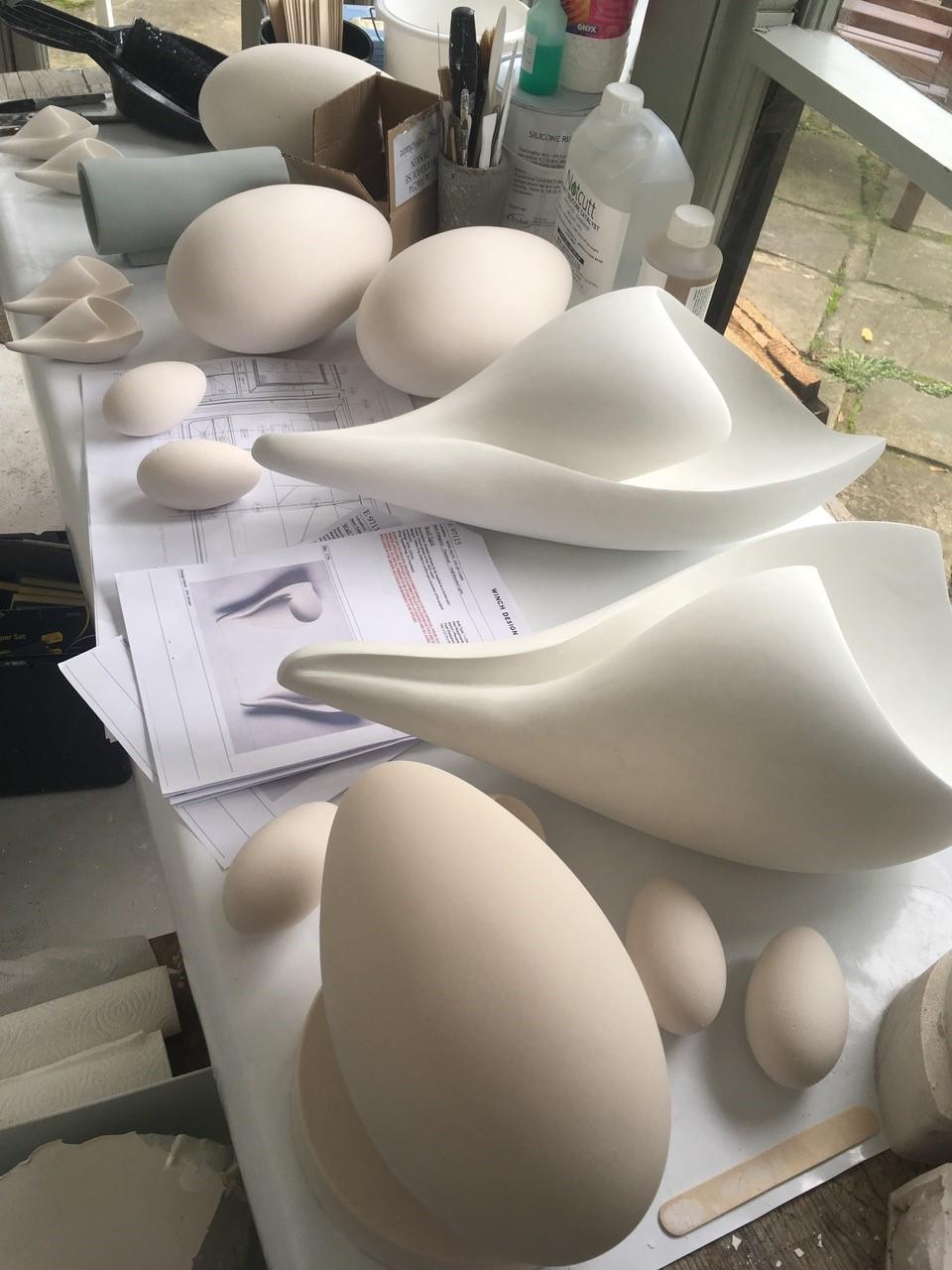 Handmade Monumental Shell Wall-Mounted Sculpture White Plaster, Hannah Woodhouse In New Condition For Sale In London, GB