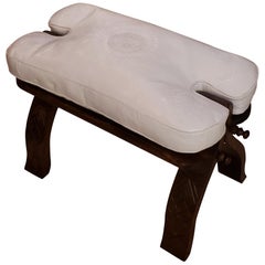 Handmade Moroccan Camel Seat, Bright White Cushion