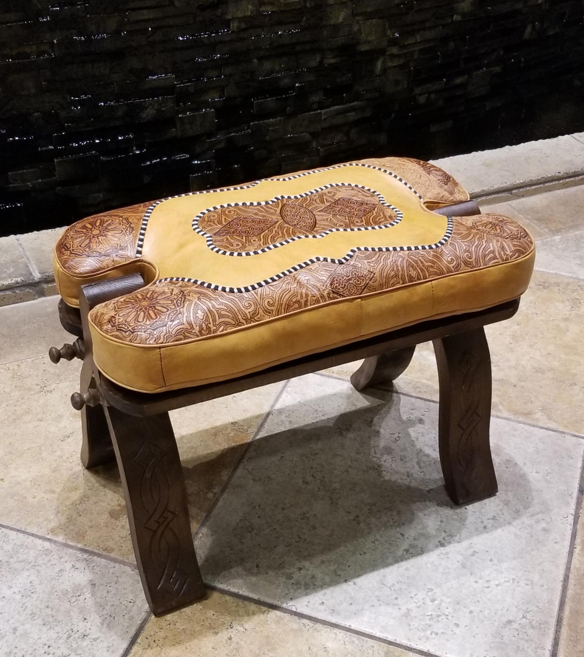  Handmade Moroccan Camel Seat, Ditressed Cushion For Sale 1