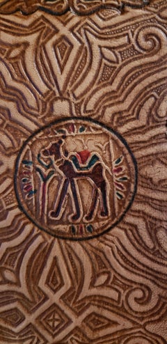 Handmade Moroccan Camel Seat, Tan / White Cushion