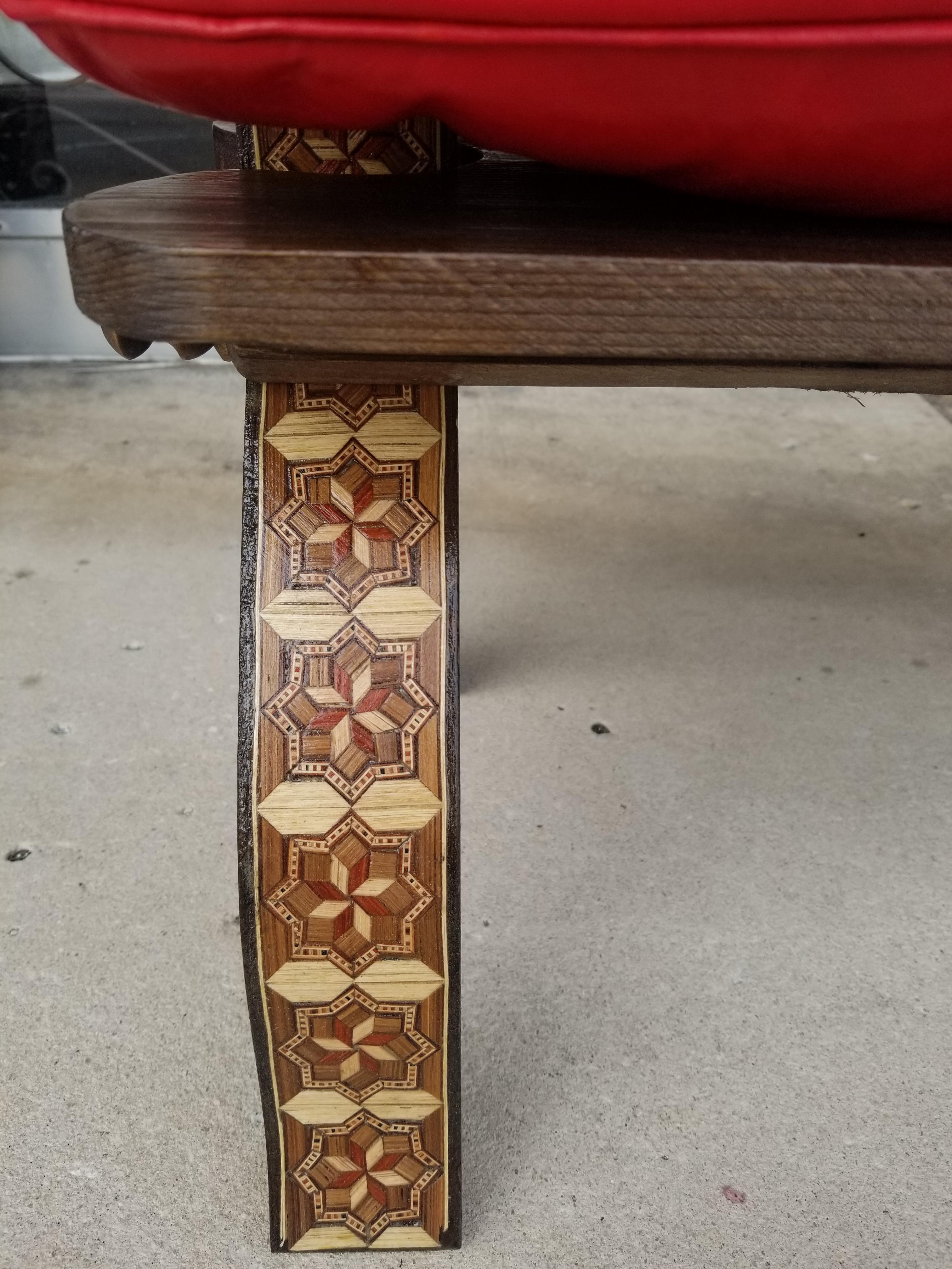 Handmade Moroccan Camel Stool, Red Cushion In New Condition For Sale In Orlando, FL