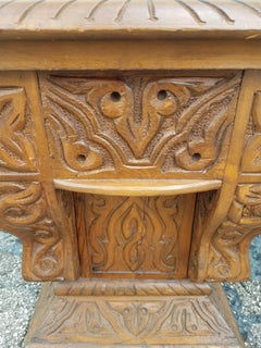 Handmade Moroccan Cedar Wood Stool, Leather Cushion