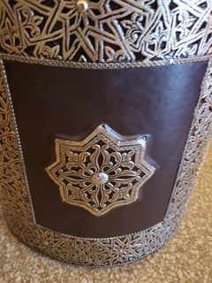 Handmade Moroccan Cedar Wood Stool, Leather Cushion