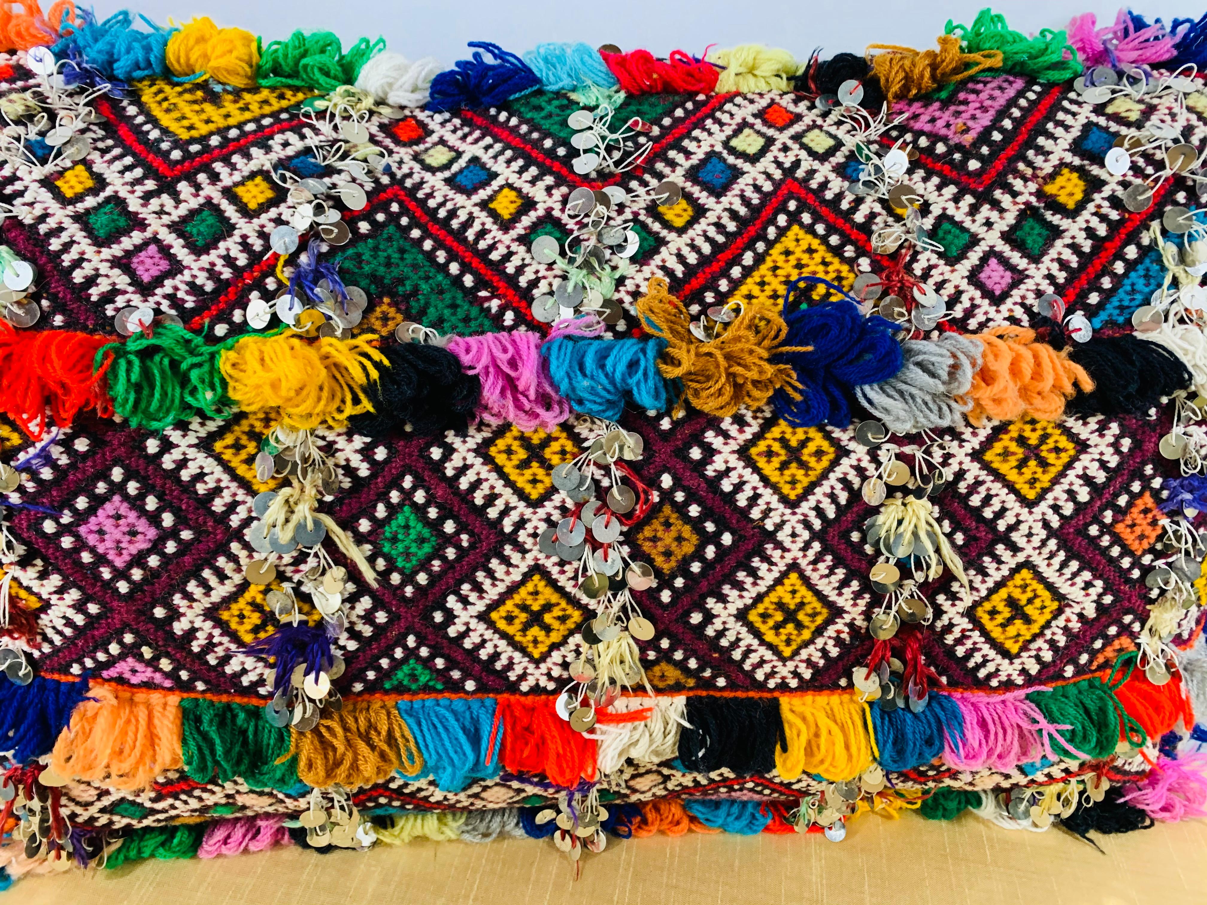 Moorish Handmade Moroccan Multicolored Kilim Style Pillow