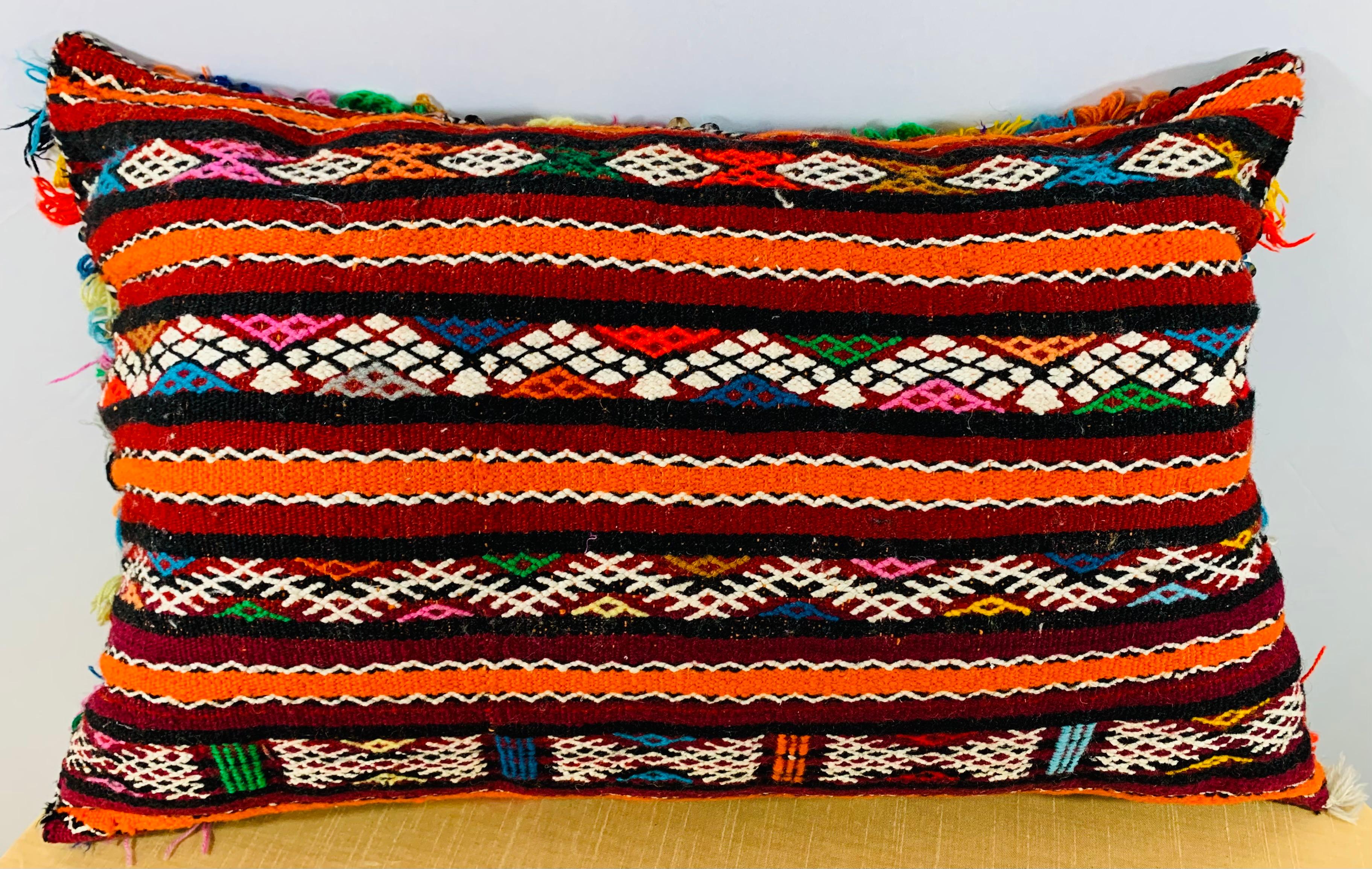 Handmade Moroccan Multicolored Kilim Style Pillow 1