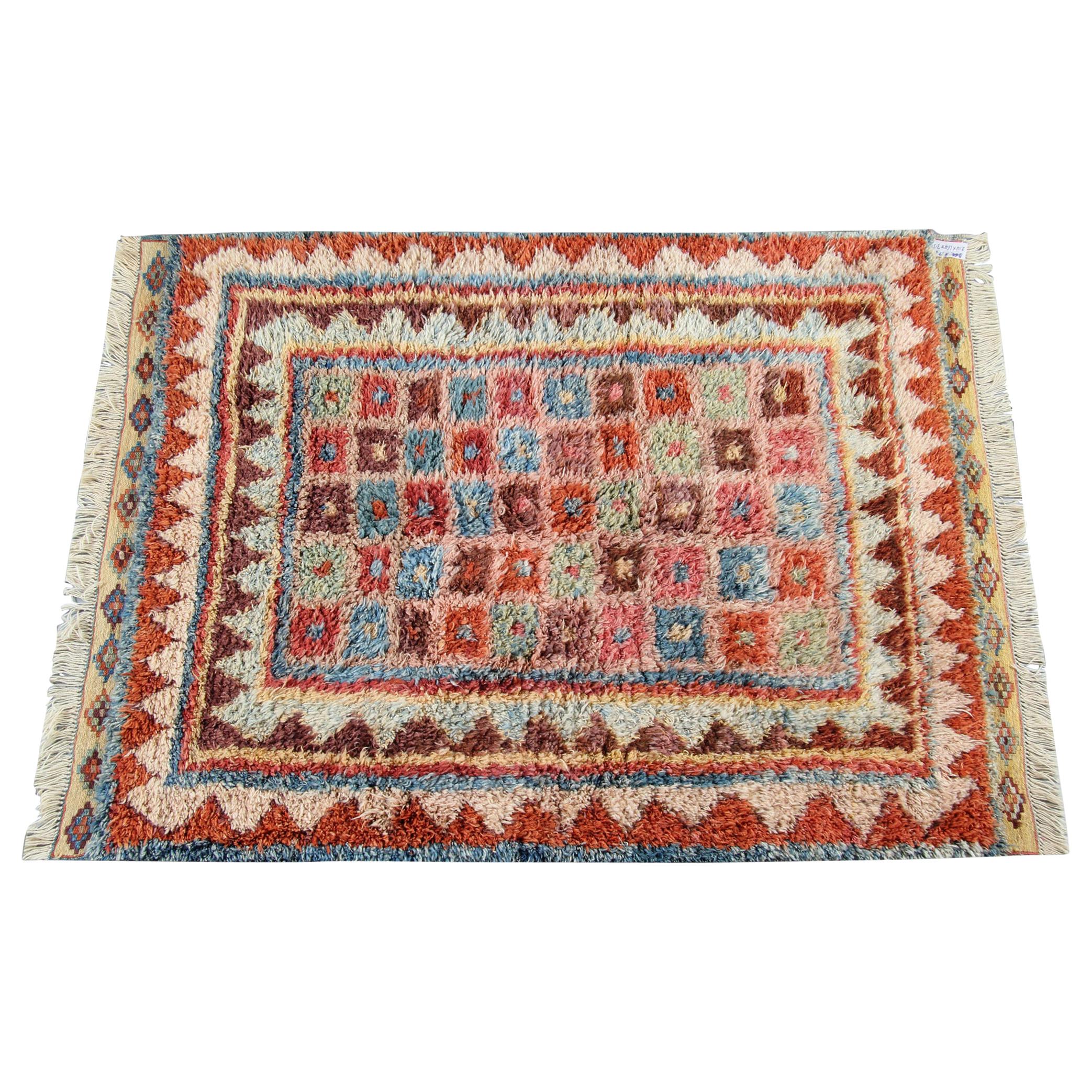 Handmade Carpet Moroccan Rugs, Shag Rugs, Pink and Red Primitive Carpet for Sale