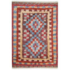 Vintage Handmade Carpet Moroccan Rugs, Shag Rugs, Pink and Red Primitive Carpet for Sale