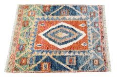 Moroccan Rugs, Shag Rugs, Red and Blue Primitive Handmade Carpet for Sale