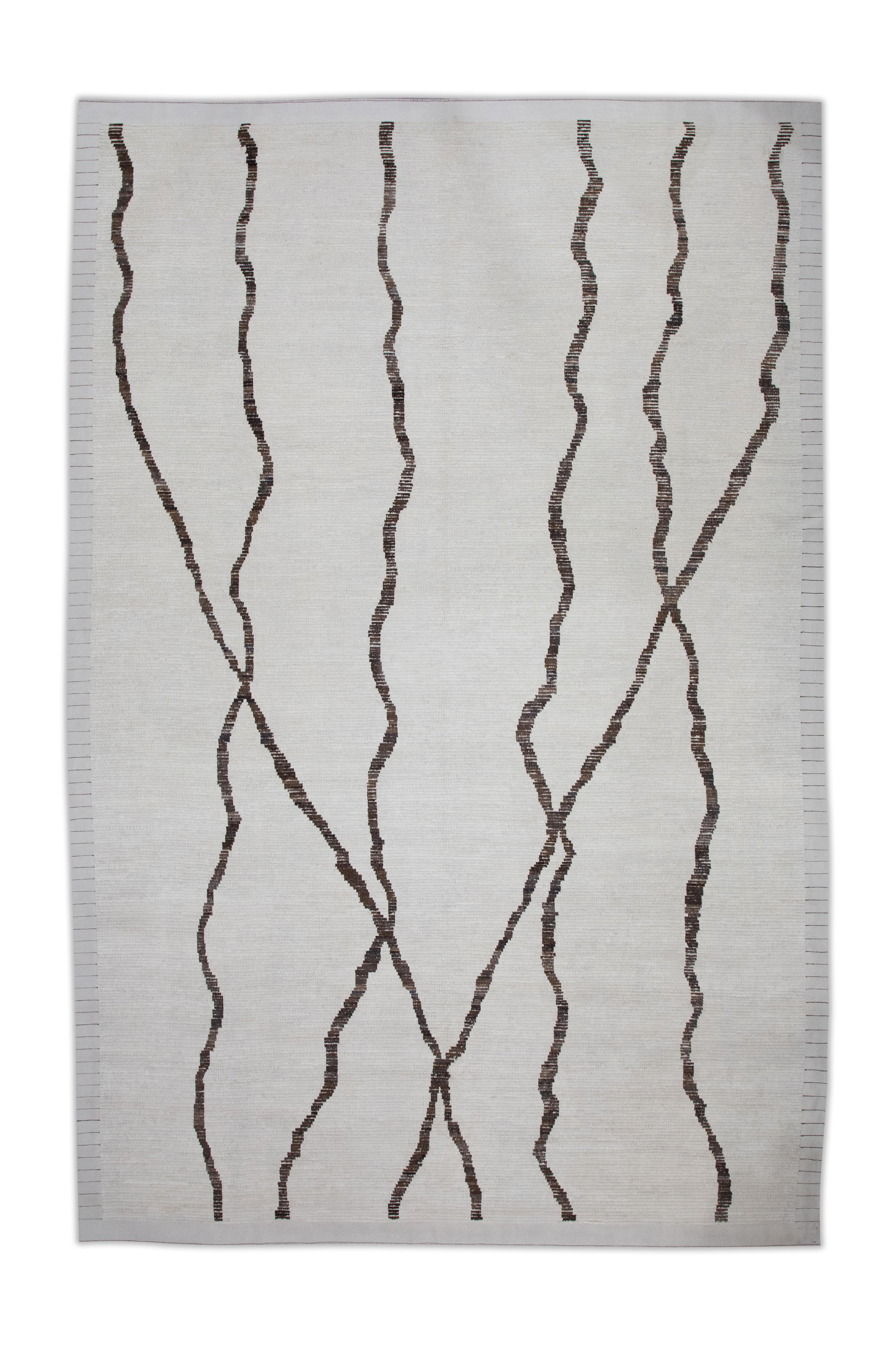 Tapis de style marocain fait à la main Tapis de laine marron et beige 9'10