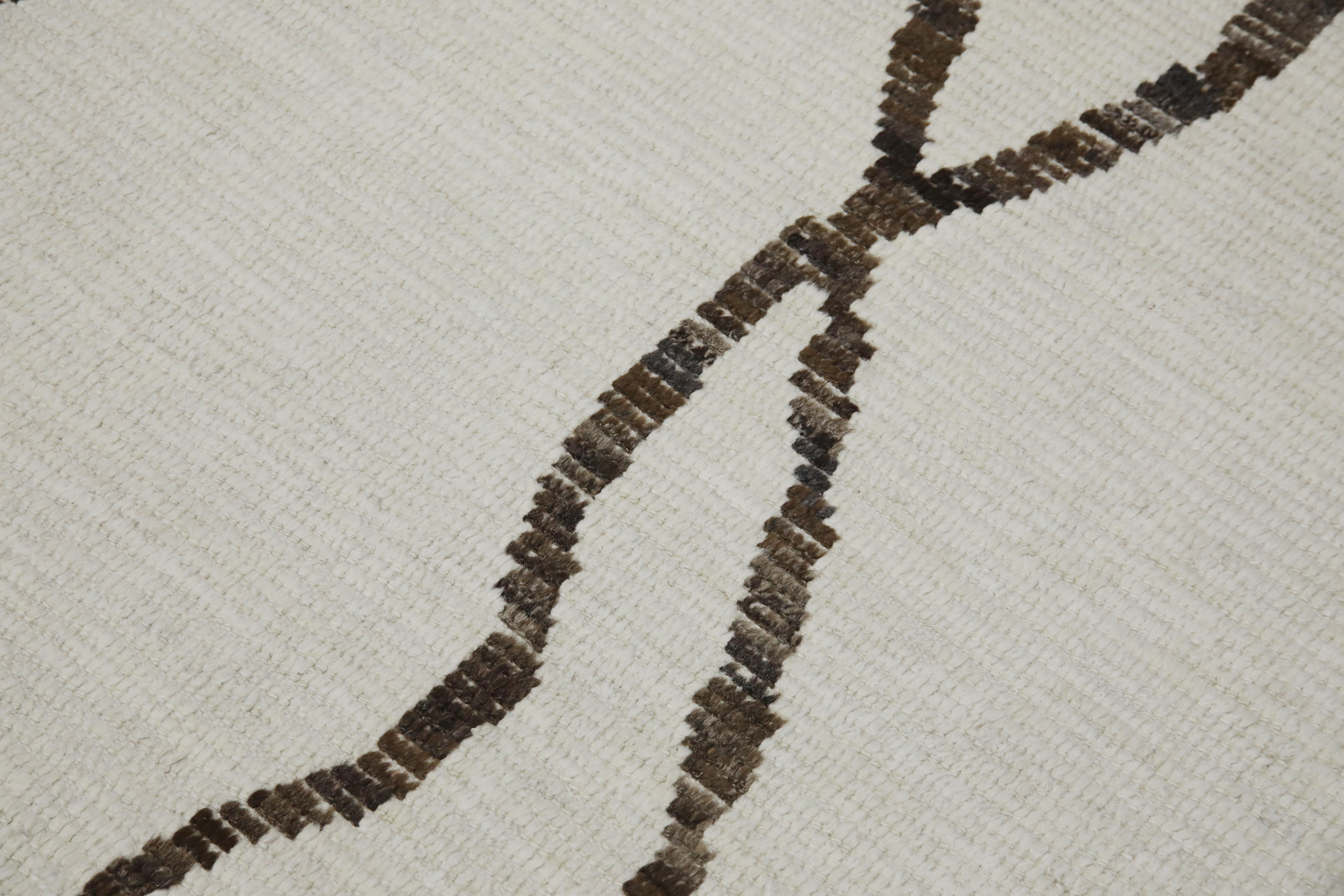 Tapis de style marocain fait à la main Tapis de laine marron et beige 9'10