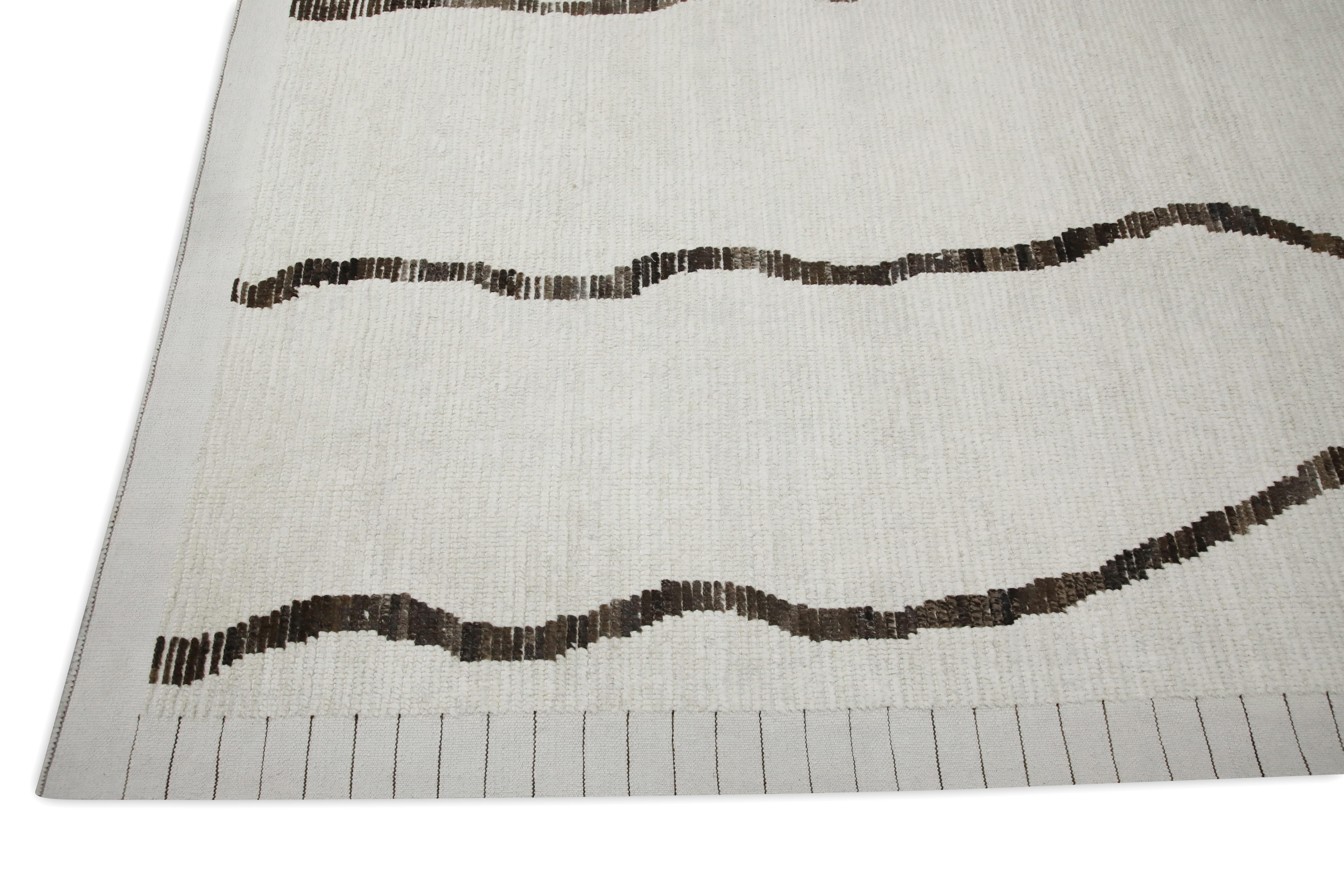 Moderne Tapis de style marocain fait à la main Tapis de laine marron et beige 9'10