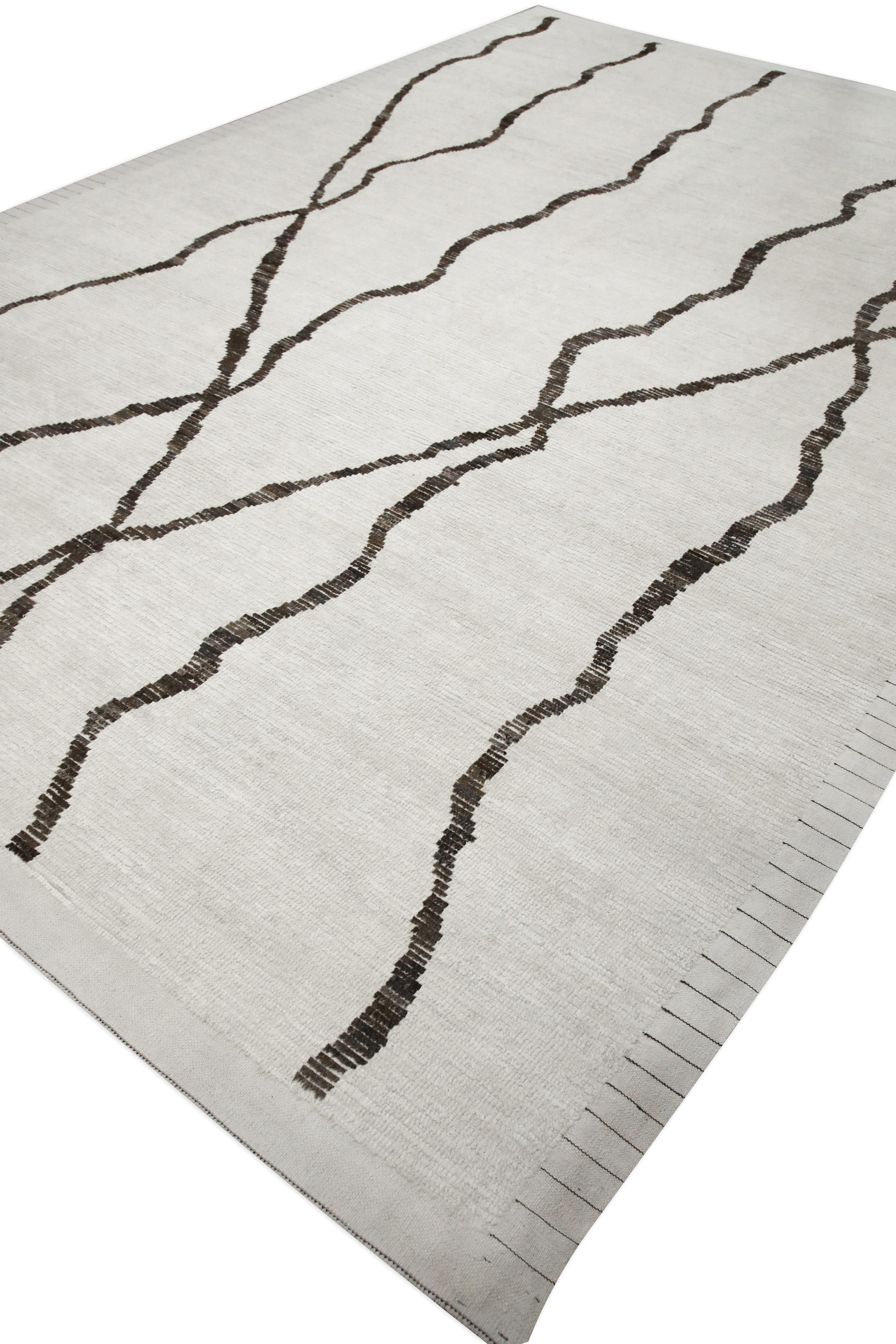 Laine Tapis de style marocain fait à la main Tapis de laine marron et beige 9'10