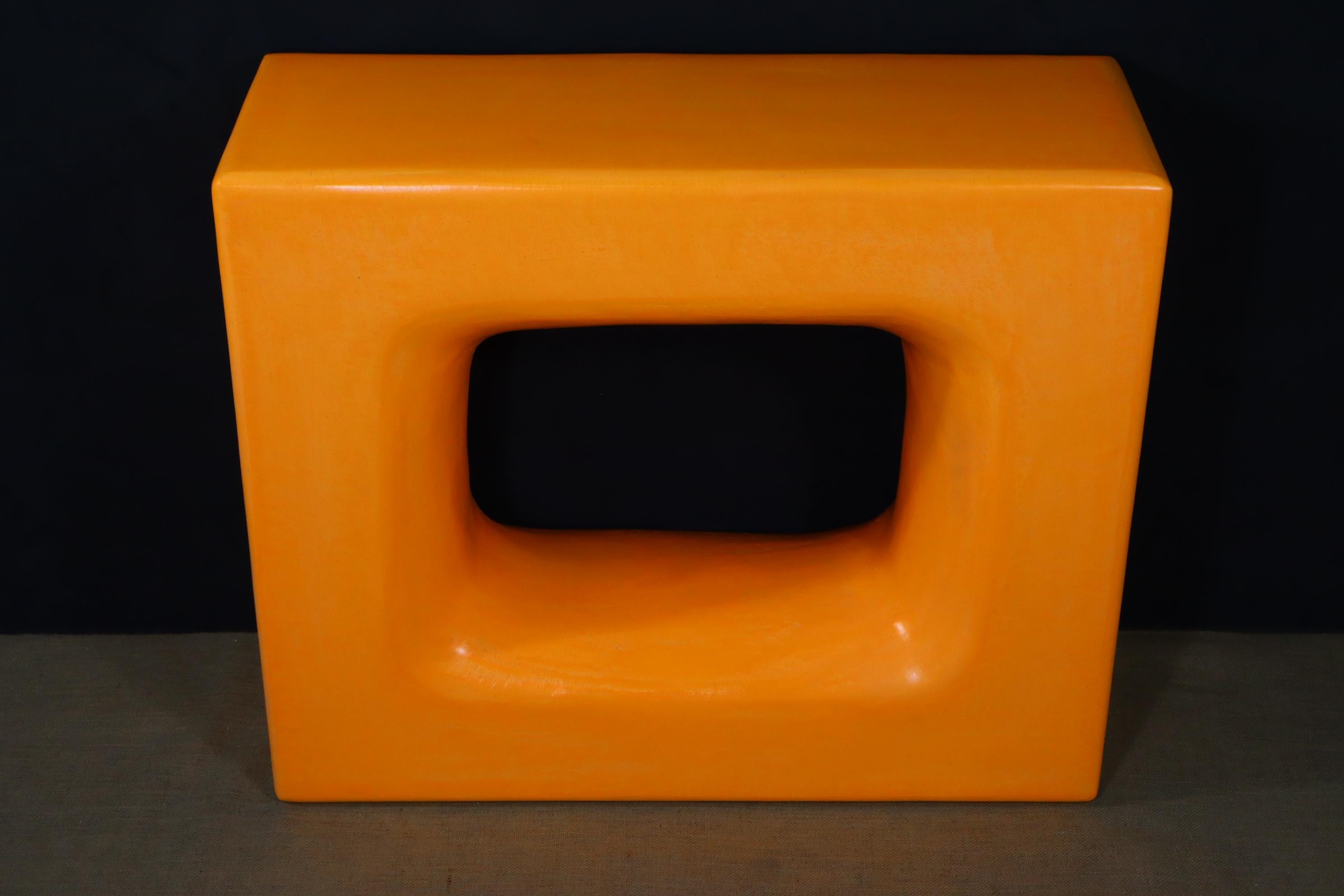 Bohemian Handmade Moroccan Tadelakt Console Table – Orange Plaster Finish For Sale
