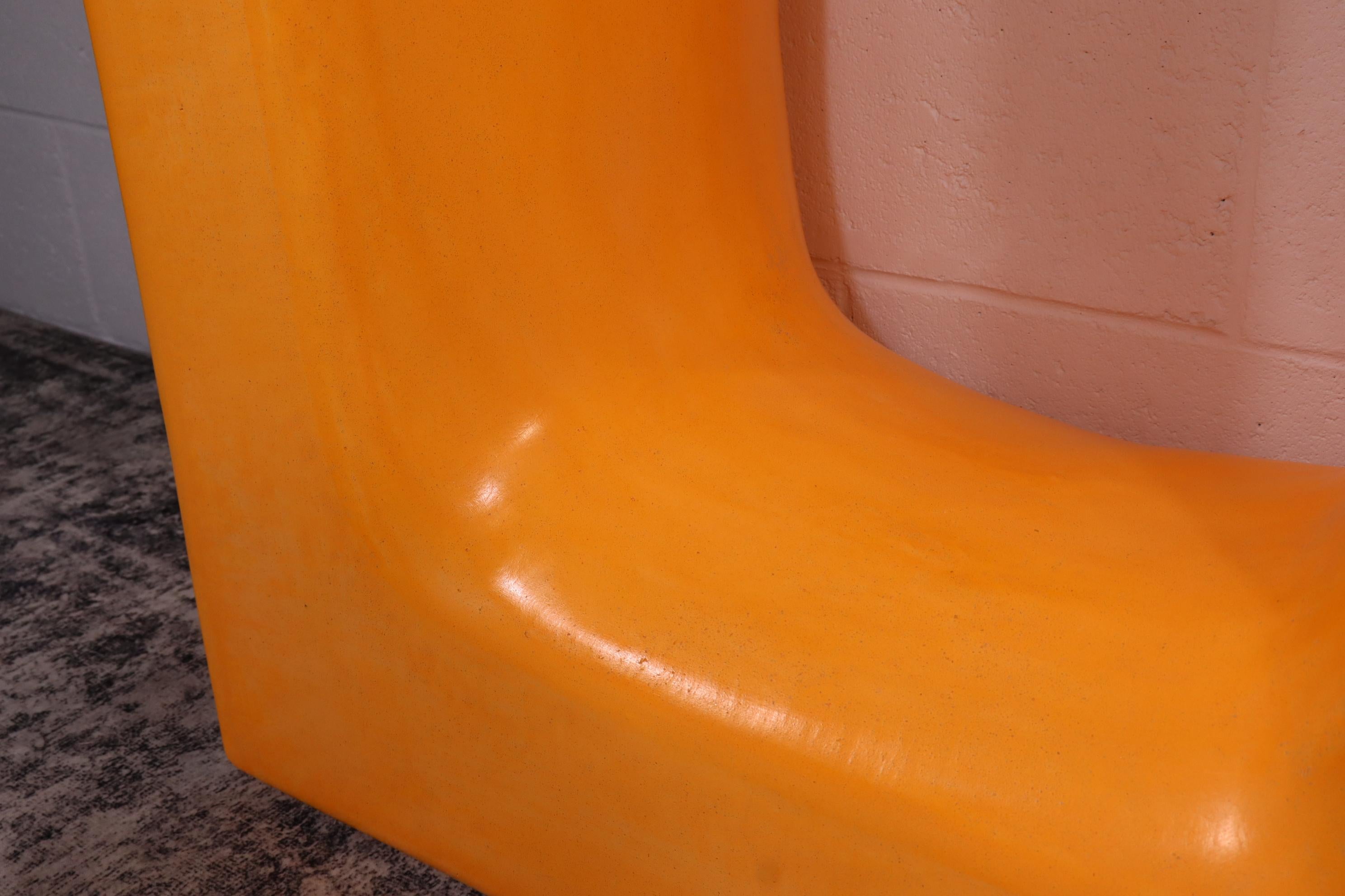 Hand-Carved Handmade Moroccan Tadelakt Console Table – Orange Plaster Finish For Sale