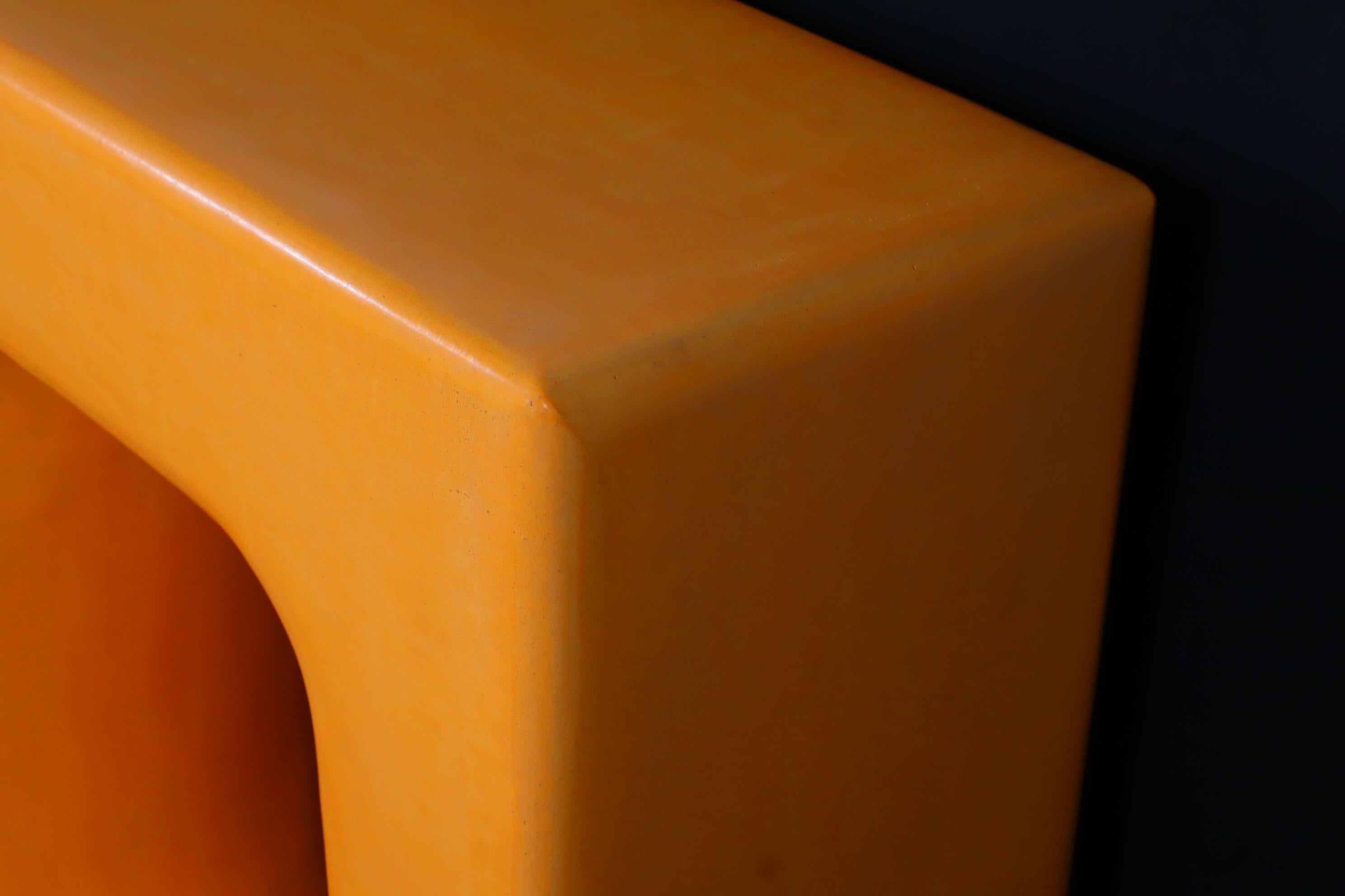 Contemporary Handmade Moroccan Tadelakt Console Table – Orange Plaster Finish For Sale