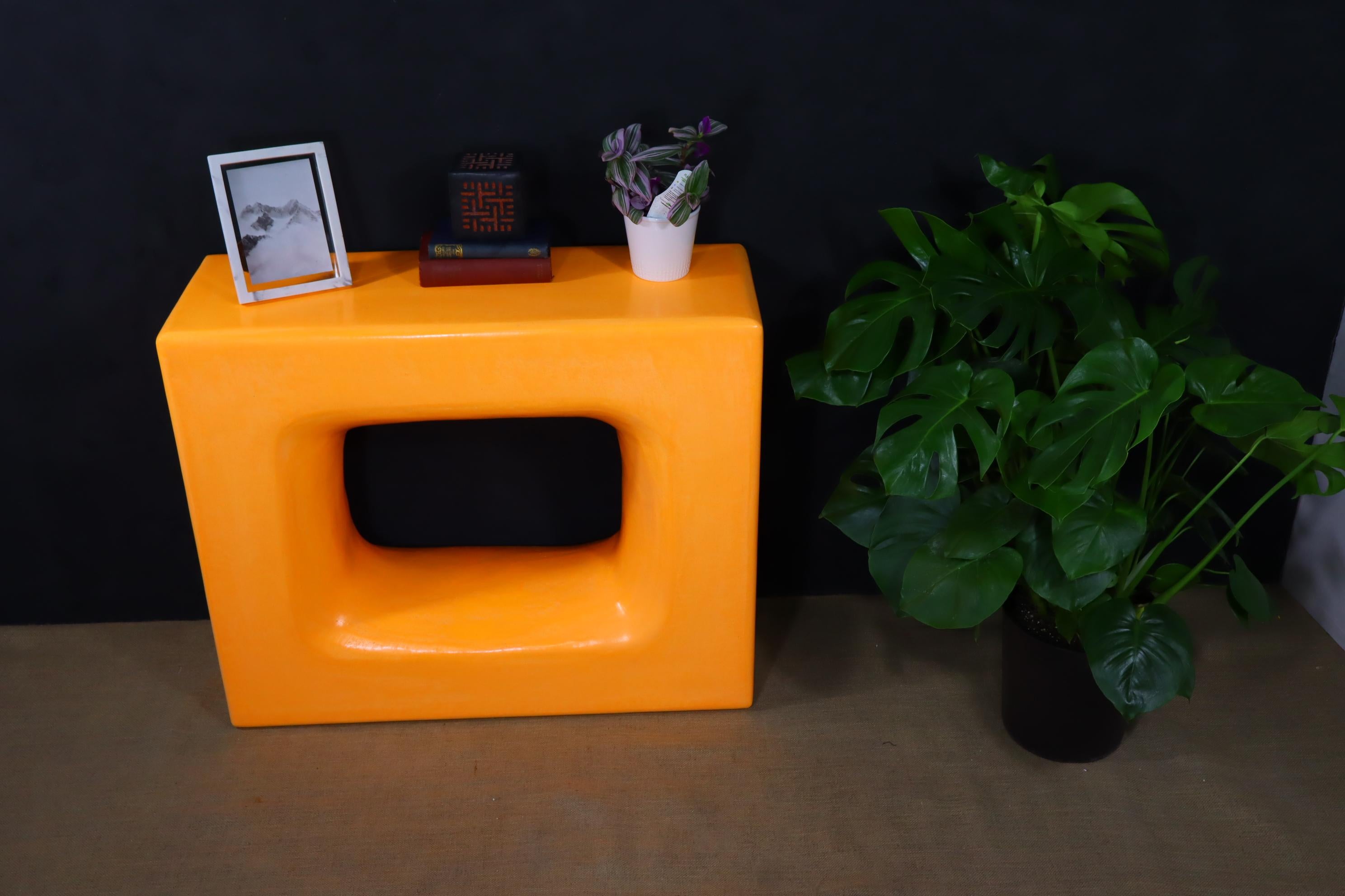 Limestone Handmade Moroccan Tadelakt Console Table – Orange Plaster Finish For Sale