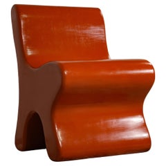 Handmade Moroccan Tadelakt Plaster Chair in a Red Finish