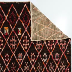 Handmade Moroccan Tulu Rug in Brown and Red, 100% Wool, Custom Options Available
