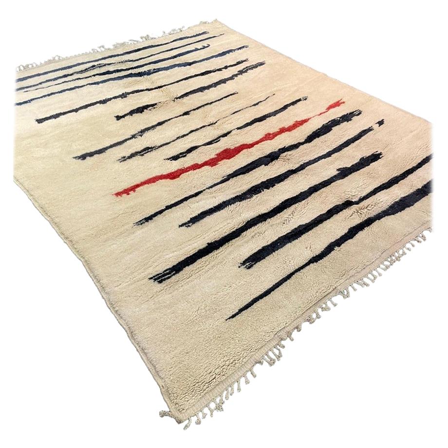 Handmade Moroccan Wool Rug in Abstract Art Design by Gordian For Sale