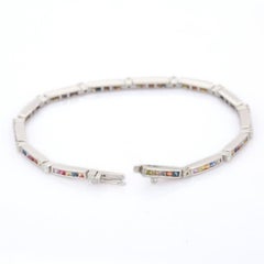 Classic Multi Sapphire Thin Luxury Tennis Bracelet for Her in 925 Silver Jewelry