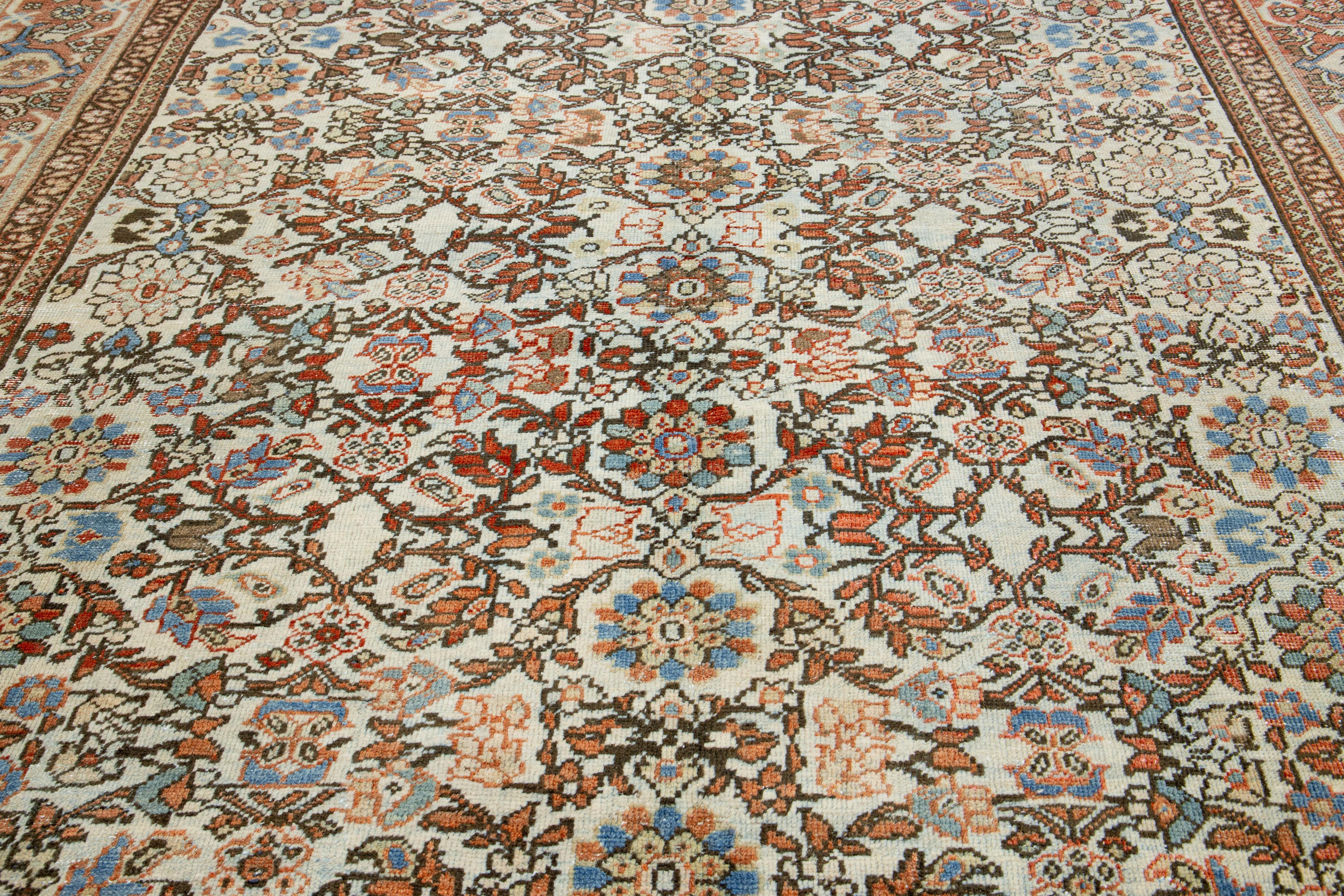 Handmade Multicolor Persian Mahal Designed Wool Rug From the 1910s For Sale 2