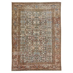 Antique Handmade Multicolor Persian Mahal Designed Wool Rug From the 1910s