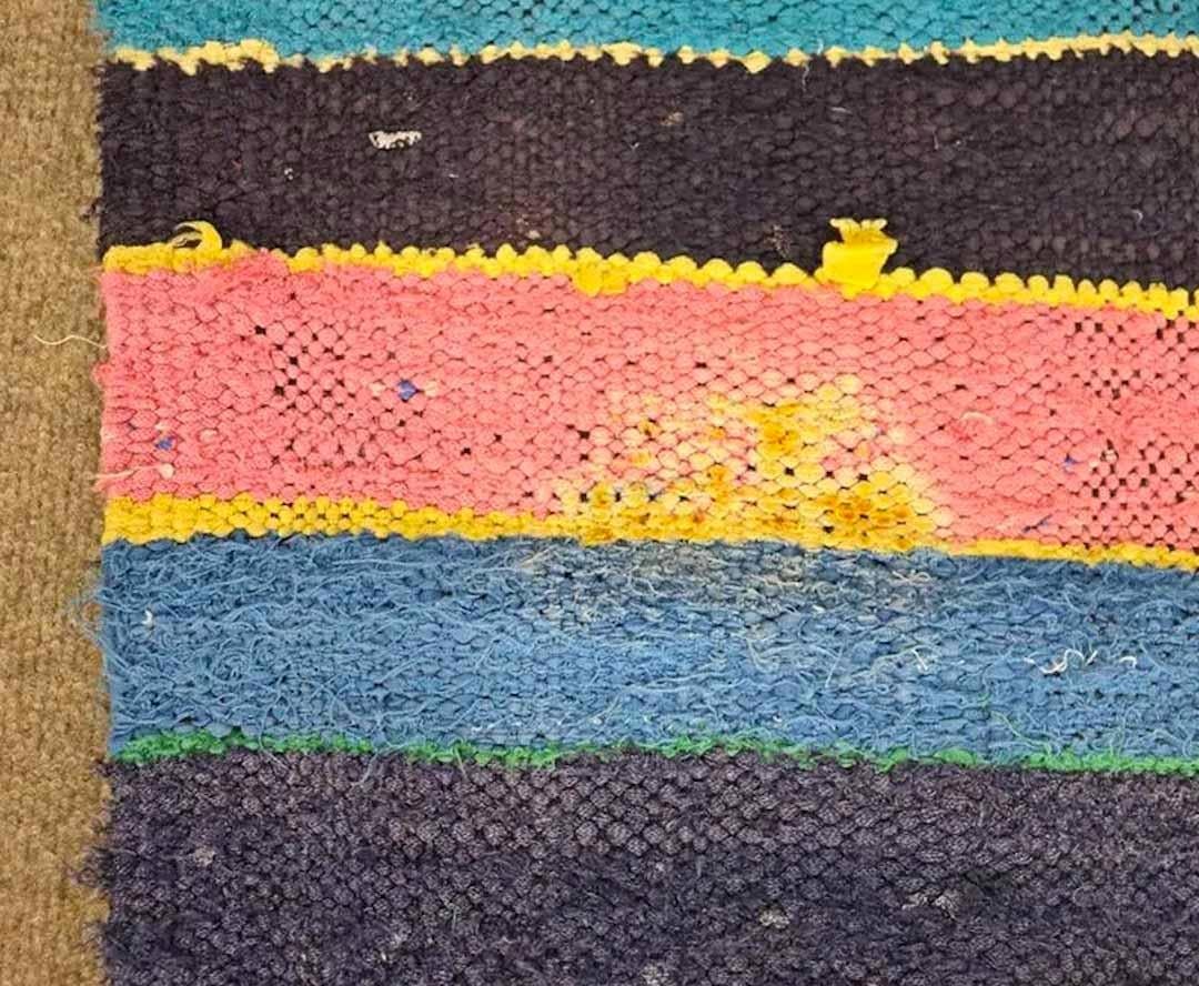 Fabric Handmade Multicolored Rug For Sale