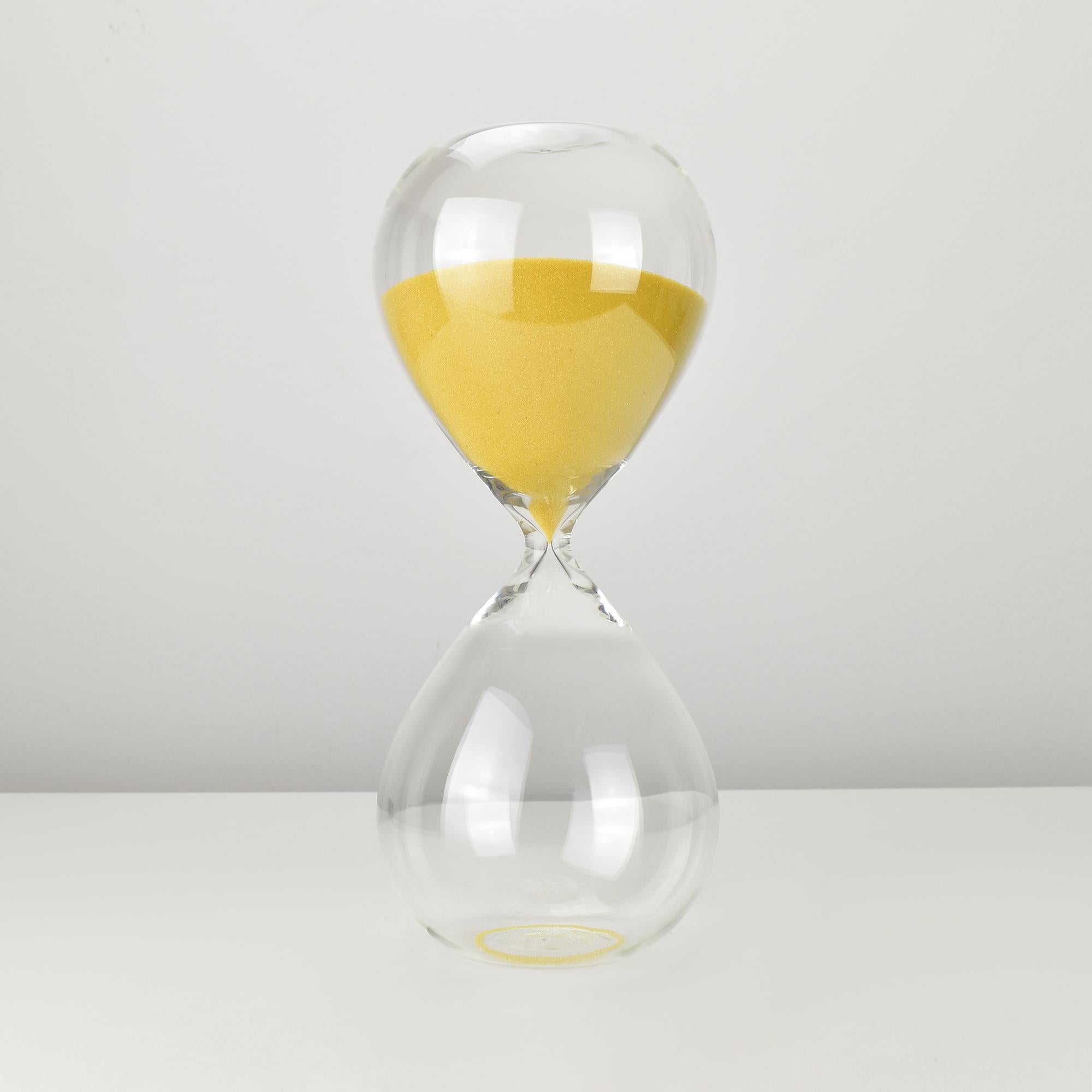 Reloj de arena de cristal artístico transparente de Murano hecho a mano al estilo de Venini Moderno de mediados de siglo en venta