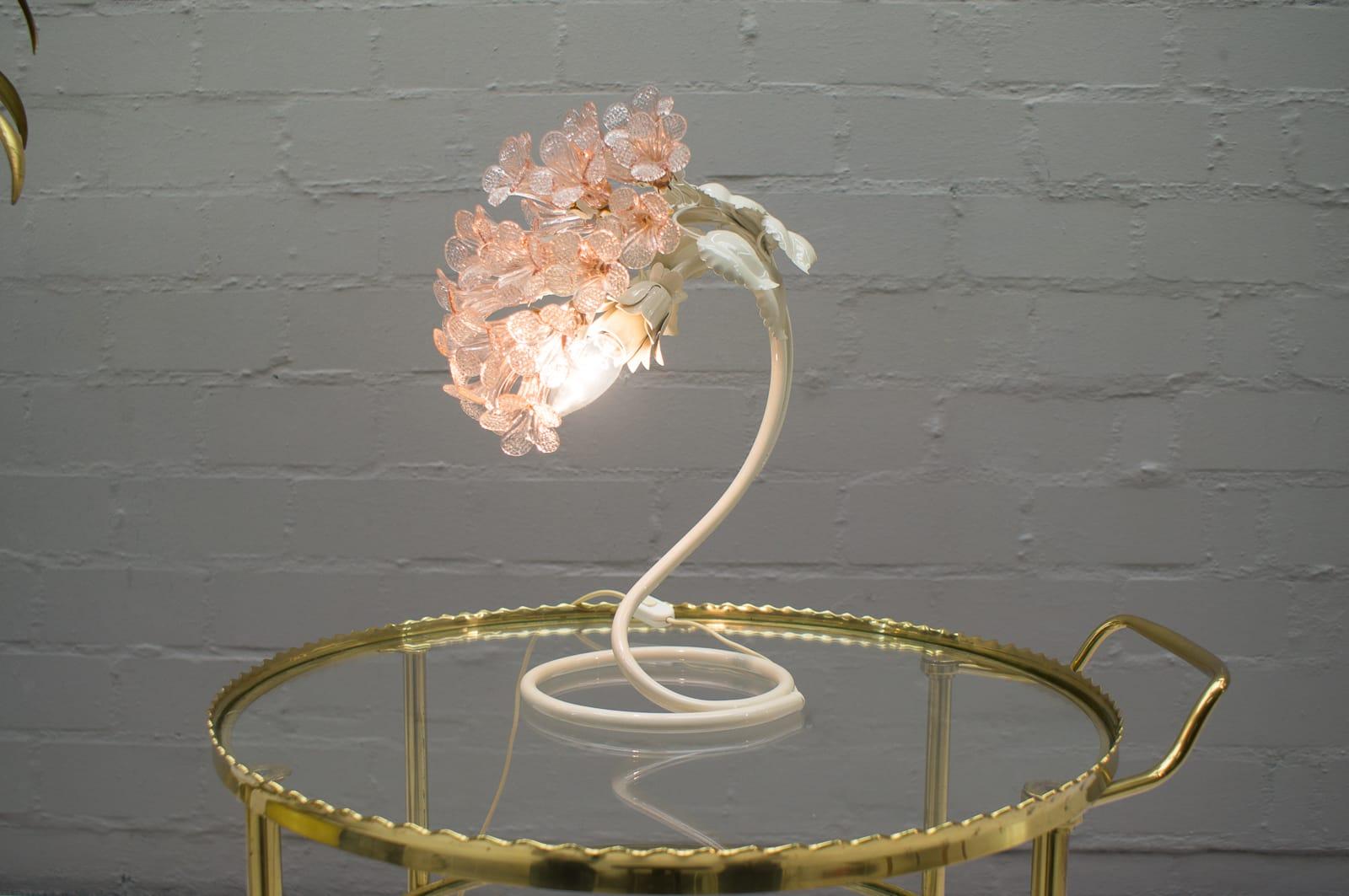 Handmade Murano Flower Blossoms Table Lamp, 1960s 2