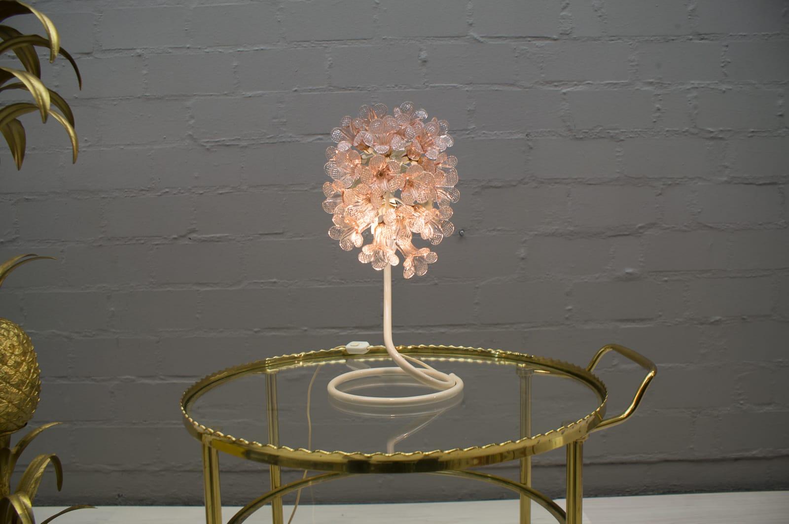 Handmade Murano Flower Blossoms Table Lamp, 1960s 7