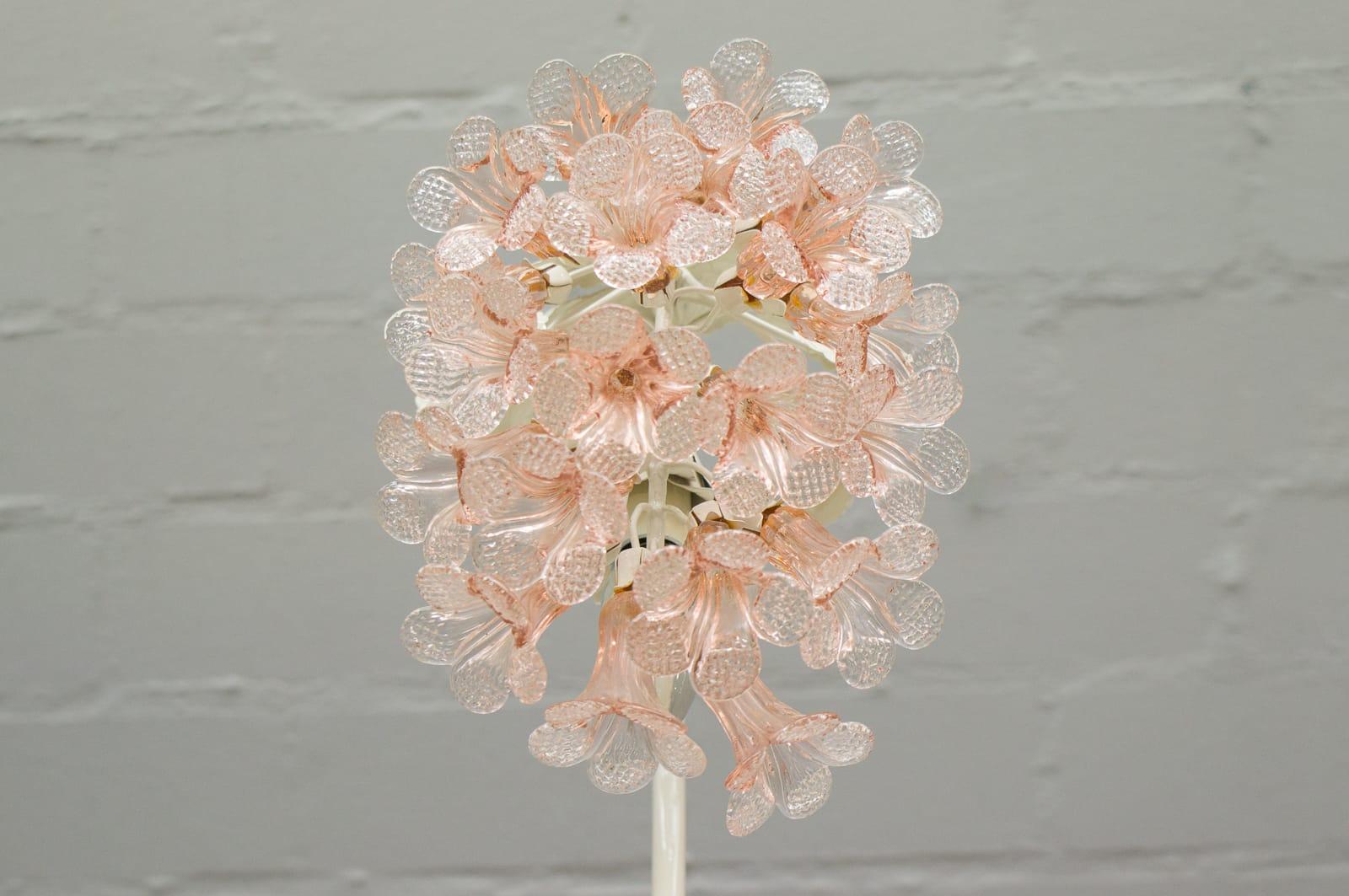 Hollywood Regency Handmade Murano Flower Blossoms Table Lamp, 1960s