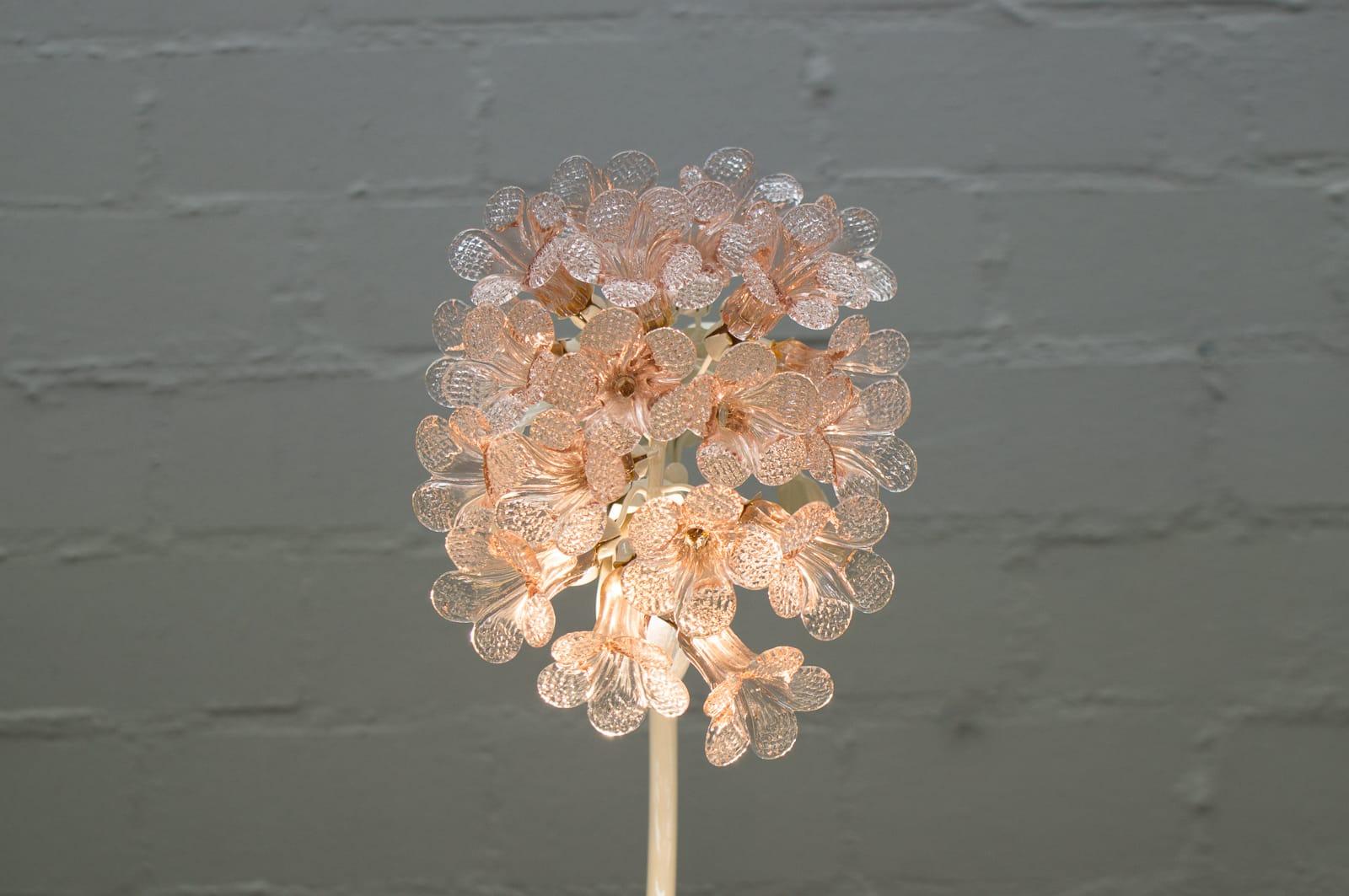 Italian Handmade Murano Flower Blossoms Table Lamp, 1960s