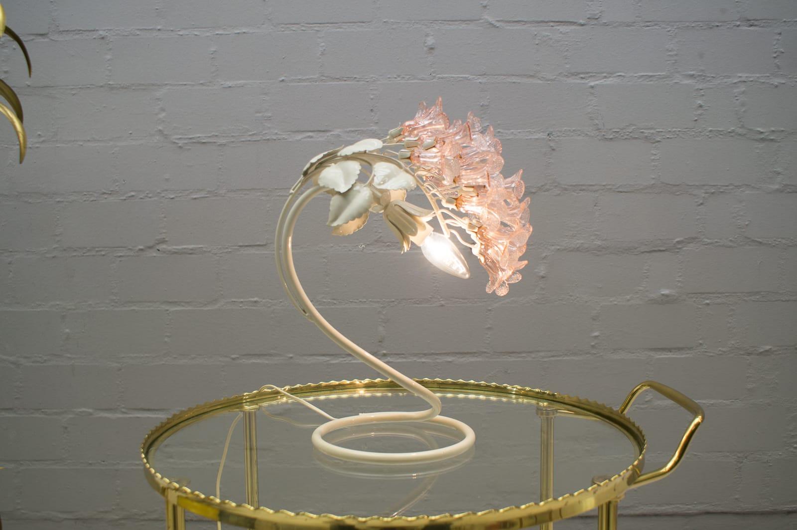 Metal Handmade Murano Flower Blossoms Table Lamp, 1960s