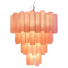 Handgefertigter Kronleuchter aus Murano-Glas mit 80 rosa Röhren, 160 cm