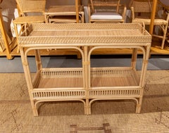 Handmade Bamboo and Wicker Console Table with Handles