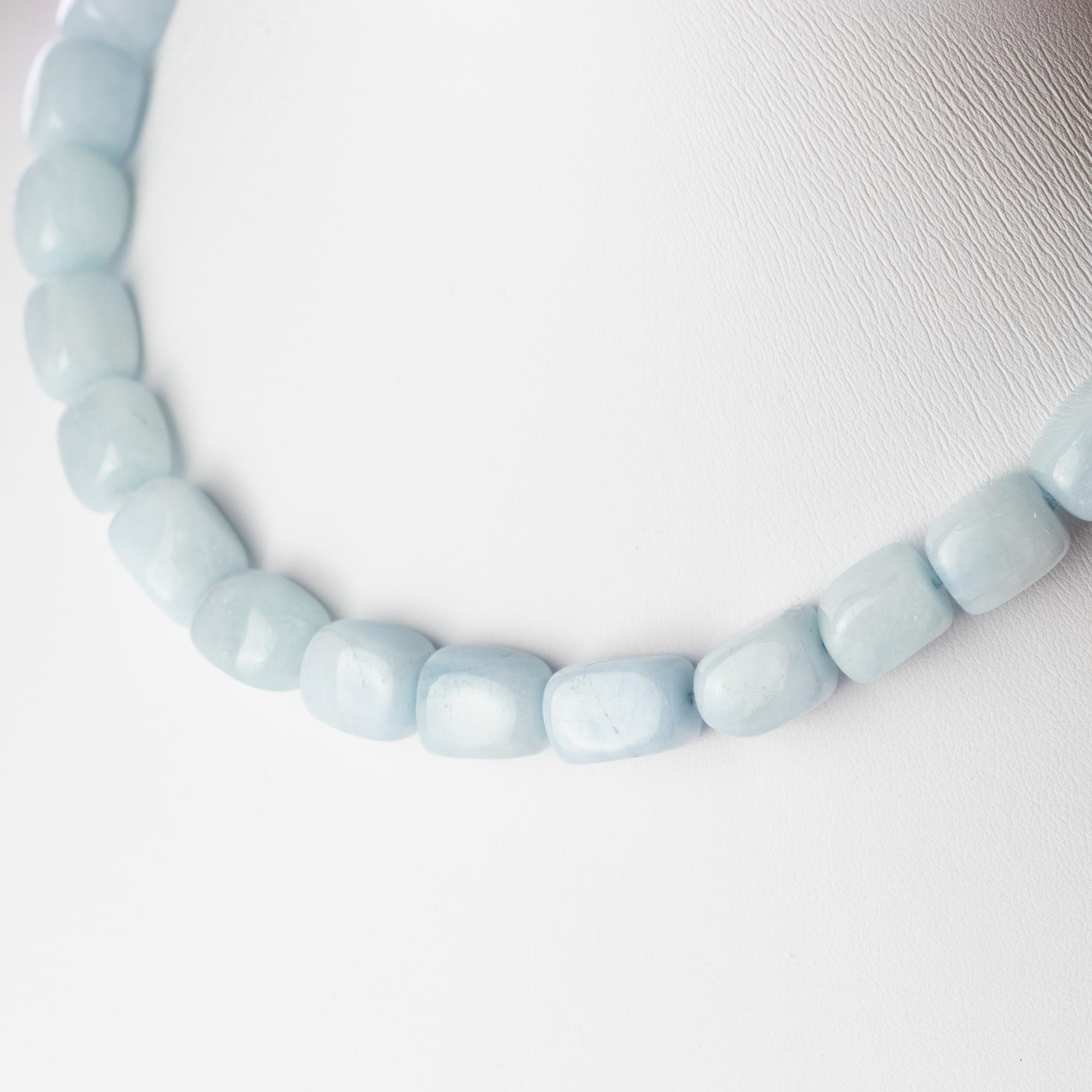 Art Nouveau Collana girocollo di perline preziose fatte a mano in acquamarina naturale Intini Jewels in vendita