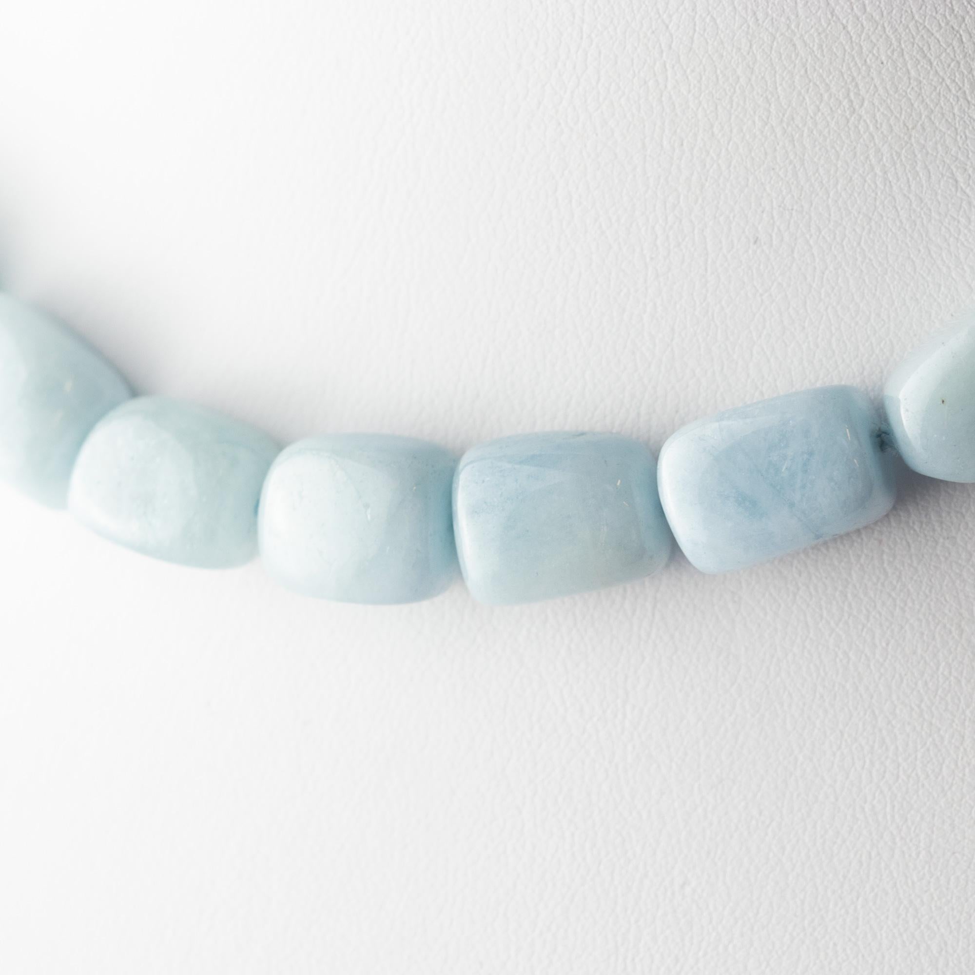 Collana girocollo di perline preziose fatte a mano in acquamarina naturale Intini Jewels in vendita 3