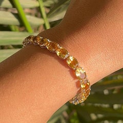 Handmade Natural Citrine Faceted Gemstone Unisex Bracelet in 925 Silver