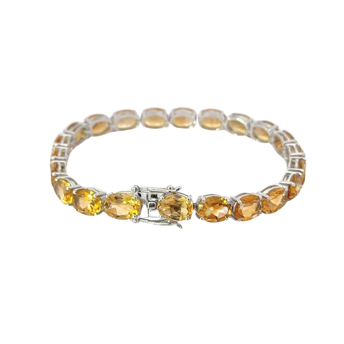 Handmade Natural Citrine Faceted Gemstone Unisex Bracelet in 925 Silver For Sale 1