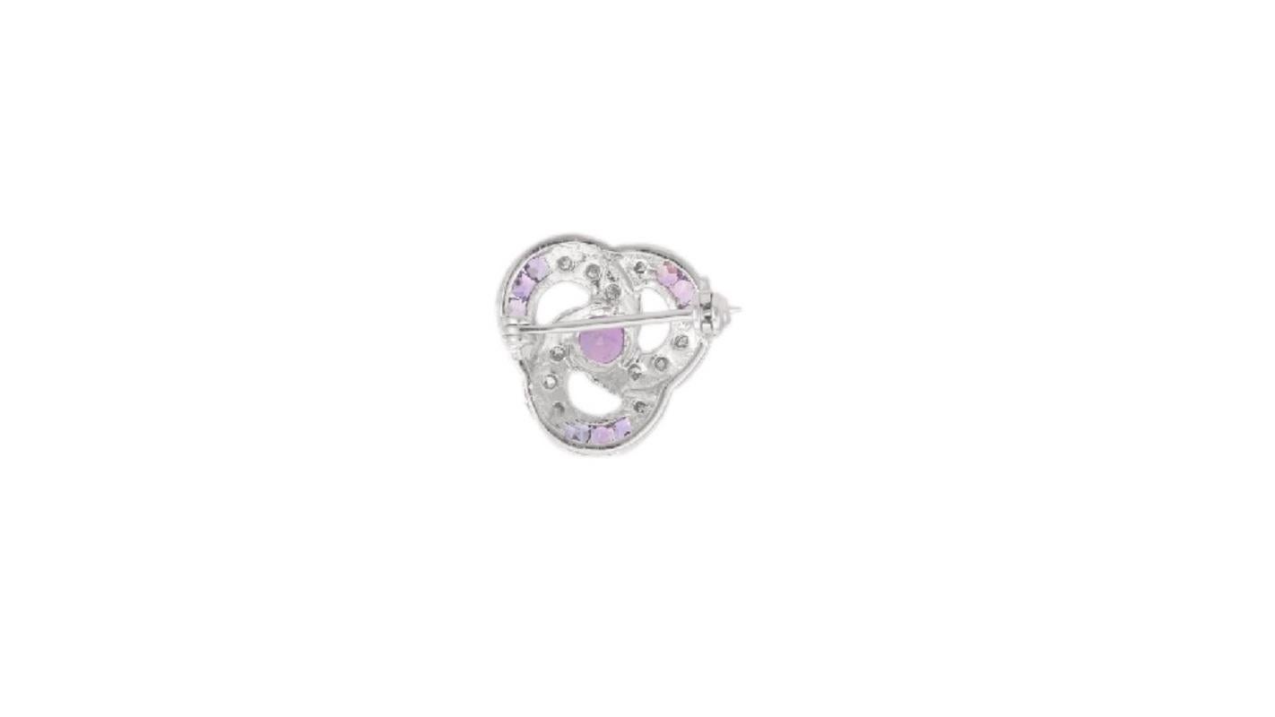 Modern Handmade Natural Purple Sapphire Poppy Flower Brooch in 925 Solid Silver For Sale