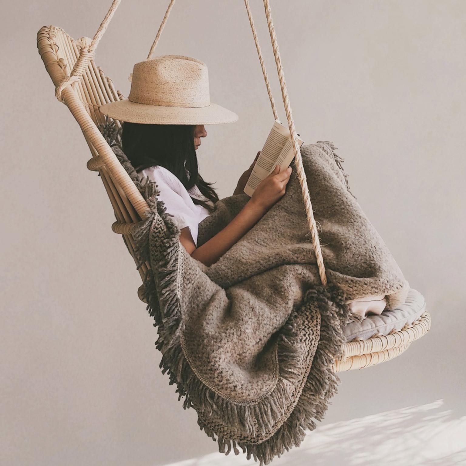 Handmade Natural Rattan Cala Hanging Chair In New Condition In Juarez, Mexico City