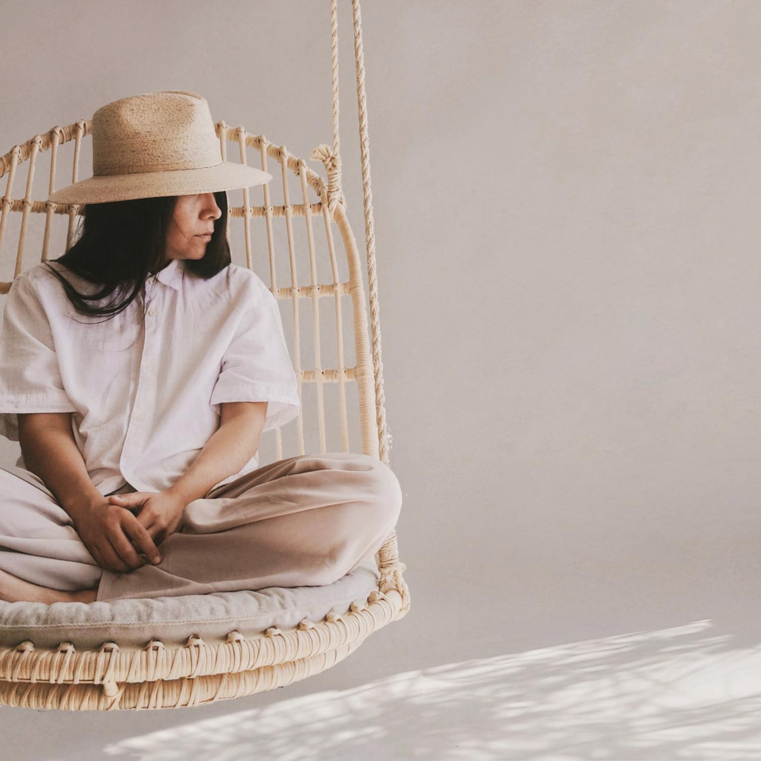 Contemporary Handmade Natural Rattan Cala Hanging Chair