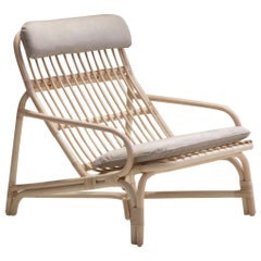 Fauteuil de salon Camelia en rotin naturel, fait à la main et revêtu deushion